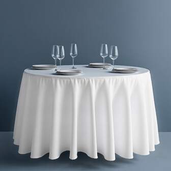 228厘米/275厘米圆形120克涤纶圆形桌布，宴会桌布，婚礼，派对桌布，纯色宴会桌布，派对装饰桌布