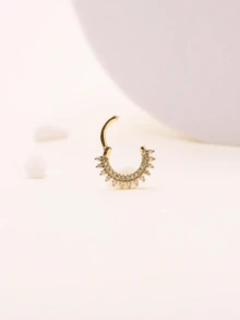 1pc Diamond Zirconia Septum Nose Ring, Cartilage Earring - Yellow Gold - View 14