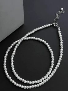 1條簡潔優雅假珍珠項鍊,適合女性日常/度假佩戴