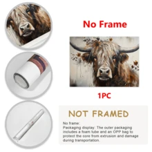 1 Stück, Hochland-Kuh Leinwanddruck, Tierkunstwerke, Poster, zum Aufhängen, perfekt für Schlafzimmer, Wohnzimmer, Küche, Flur Wanddekoration, inspirierende Wandkunst für Badezimmer, Büros, Cafés, Hotels, Heimdekoration - Leinwandmaterial (optionaler Rahmen) - Verschiedenfarbig - Übersicht 7