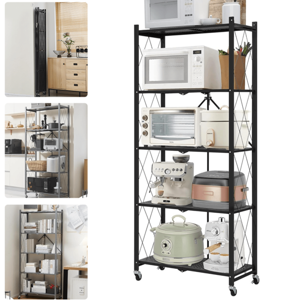 Neu 5-stufiges faltbares Aufbewahrungsregal mit abschließbaren Rollen Schwerlast