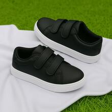 Zapatos Deportivos casuales con Tela Vinil, de suela plana y antideslizante, para niños/jóvenes, aptos para todas las estaciones - Negro - Ver 2