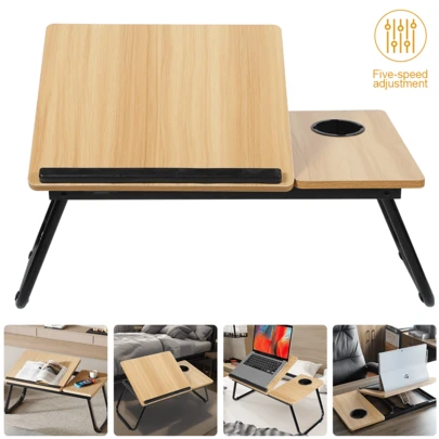 Laptop Desk, Laptop Bed Table With Foldable Legs & Cup Slot, Reading Holder Notebook Stand Breakfast Bed Tray Book Holder For Sofa, Bed, Terrace, Balcony