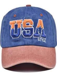 1 sztuka litery USA kontrastowa trójwymiarowa haftowana czapka baseballowa, haft literowy STYL, czapki unisex, modny swobodny kontrastowy wzór przeszyć kapelusz przeciwsłoneczny (litera A ma mały szczegół wzoru gwiazdy, do wyboru jest 6 kolorów)