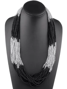 Vòng cổ hạt gạo thủy tinh thủ công Boho nhiều lớp phân đoạn màu tương phản Thiết kế vòng cổ hạt sang trọng nhẹ nhàng cho bữa tiệc Trang sức ngày lễ Quà tặng ngày lễ cho bạn bè - vòng cổ - Xem 7