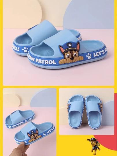 Paw Patrol Summer Slippers, Cute Cartoon Character Design, Multiple Sizes Available, Suitable For Both Adults And Children, Anti-Slip Sole, Lightweight & Soft Material, Concave Sole Design For Comfort, Vibrant Colors (Blue), Perfect For Indoor/Outdoor Play, Beach, Pool, & Everyday Use