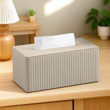 欧式奢华意大利竖条纹纸巾盒，PU皮革矩形餐巾架，浴室、家居、厨房、桌面纸巾分配器 - 彩色 - 查看 13