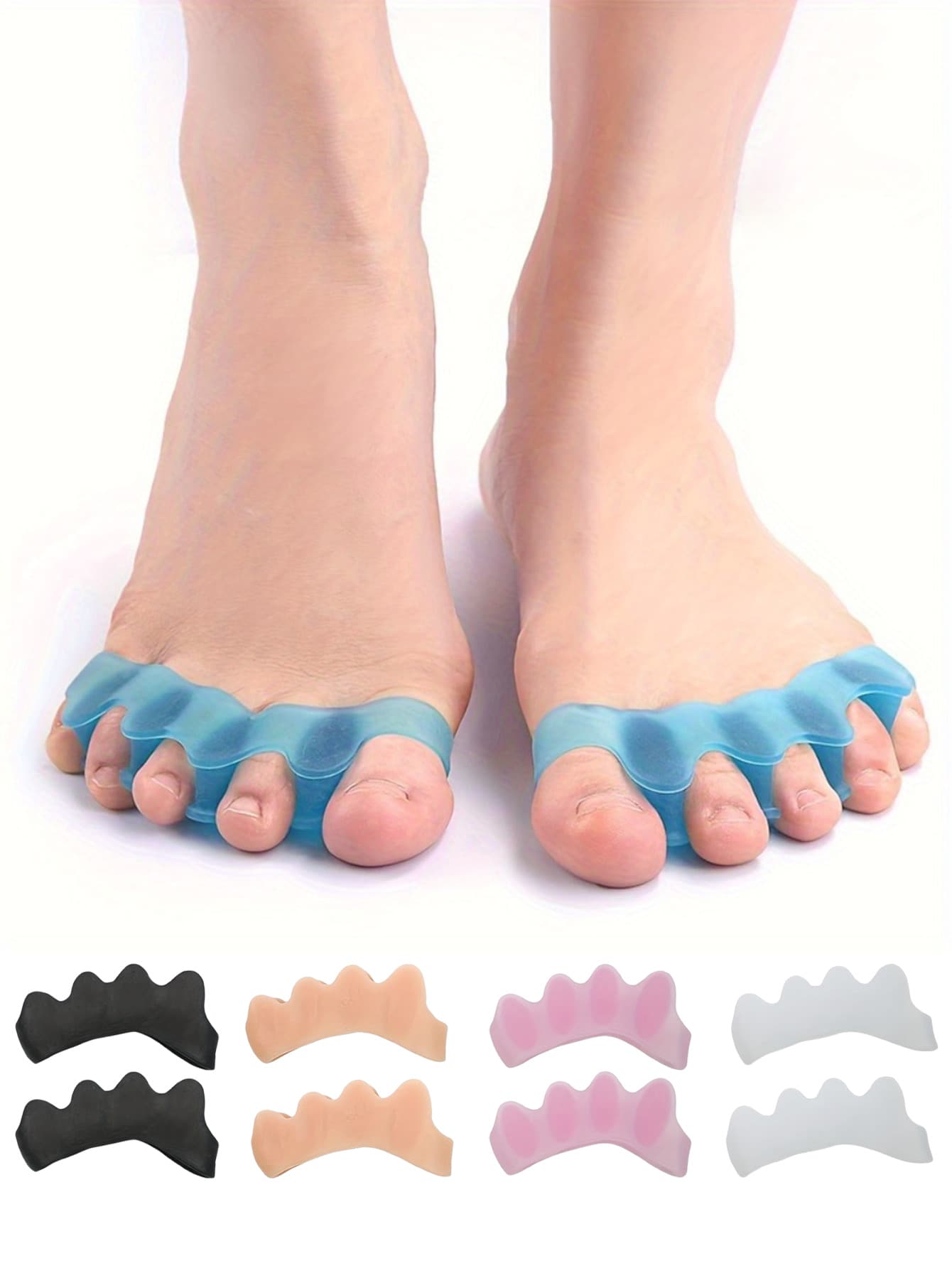 2 piezas Separador de dedos de silicona suave, reutilizable, para alineación y protección de los dedos de los pies, estiramiento de dedos sin alcohol - Multicolor - Ver 1