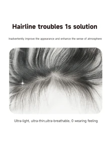 Middle Part Wispy Bangs Hair Topper, Invisible Seamless Lightweight Fluffy Hairpieces For Volume