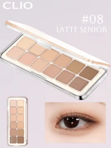 Clio K-Beauty PRO EYE PALETTE AIR 12色眼影盤，全方位彩妝盤，霧面亮片眼影、腮紅、打亮、眼影 - 08 LATTE SENIOR - 查看 3