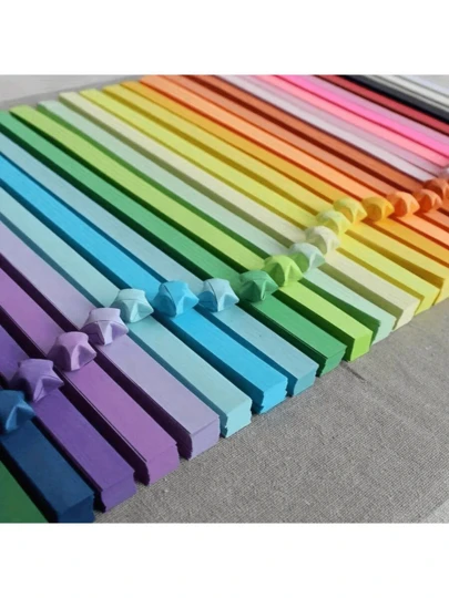 540 st dubbelsidiga origami-stjärnpappersremsor, flerfärgade, för gör-det-själv stjärnformat konst- och hantverkspapper, dekorativa vikbara lyckostjärnepappersremsor i olika färger, pappersmaterial för kreativa projekt, presenter till skolan, skolbelöningar, alla hjärtans dag-gör-det-själv-presenter, perfekta presenter till vänner och familj