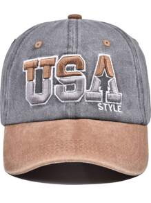 1 sztuka litery USA kontrastowa trójwymiarowa haftowana czapka baseballowa, haft literowy STYL, czapki unisex, modny swobodny kontrastowy wzór przeszyć kapelusz przeciwsłoneczny (litera A ma mały szczegół wzoru gwiazdy, do wyboru jest 6 kolorów)