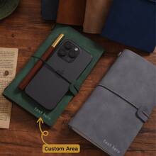 1pc Customized A6 Leather Notebook With Elastic Band, Personalized Text/Name Engraving, Bookmark/Inner Pocket, Retro Soft Cover Diary Notebook, Suitable For Business, University Notes, Journaling, Teacher's Day, Birthday, Valentine's Day, Graduation, Back To School Gifts For Students, Teachers, Friends, Couples, Colleagues, Bosses