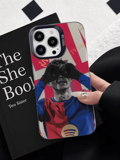 1 个红蓝条纹足球运动员设计 IMD 彩色银色手机壳，兼容 iPhone11、11Pro、11ProMax、12、12Pro、12ProMax、13、13Pro、13ProMax、14、14Pro、14Plus、14ProMax、15、15Pro、15Plus、16、16Pro、16ProMax、16Plus、17、17Pro、17Air、17ProMax