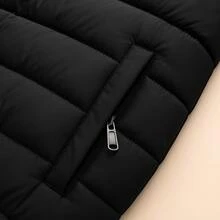 Jaqueta Feminina Puffer Forrada Sem Capuz Impermeável - Preto - Visão 4