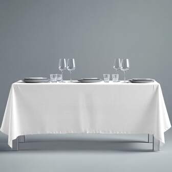 拉绒桌布，白色，适用于婚礼、派对、宴会、装饰用长方形桌布，可选尺寸：179 * 179cm、146 * 276cm、229 * 336cm
