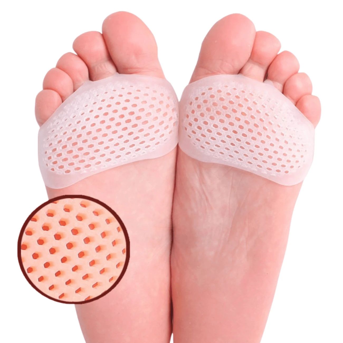 Pair Of Flexible Silicone Gel Orthopedic Insoles And Socks, Soft, Foot Comfort, Ball Of Foot, Foot Relief - 米色 - 查看 1