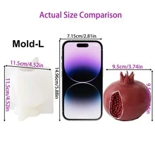 Molde de silicona con diseño artístico de granada agrietada de 3 tamaños, reutilizable para hacer velas aromáticas DIY y arte de yeso, regalos y decoración del hogar - Blanco - Ver 5