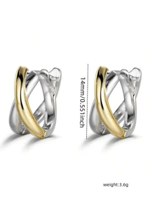 2 Pieces Of Fashionable And Delicate Glossy Two-Color Earrings, Women's Elegant, Light Luxury Earrings, Send Girlfriends To Friends