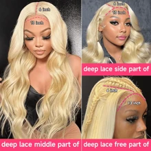 13x6 HD Lace Frontal Human Hair Wig Blonde Hair 200 Density, 613 Lace Front Wigs Human Hair, Pre Plucked Bleached Knots With Baby Hair Natural Hairline Body Wave 613 Lace Front Wig Human Hair