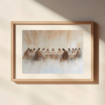1 幅带框或不带框的《最后的晚餐》帆布墙画 - 复古基督教绘画，适合家居装饰，暖色调场景，卧室、客厅、厨房和浴室的完美礼物，复古墙画海报，宗教印刷品，宗教