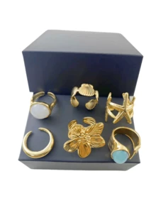 6pcs/Set Baroque Style Faux Pearl Rings, Starfish Design Open Adjustable Cocktail Rings, Elegant Holiday Vacation Accessories - Starfish 6 Pieces - View 17