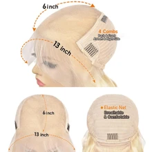 13x6 HD Lace Frontal Human Hair Wig Blonde Hair 200 Density, 613 Lace Front Wigs Human Hair, Pre Plucked Bleached Knots With Baby Hair Natural Hairline Body Wave 613 Lace Front Wig Human Hair