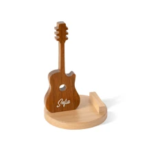 Custom Wooden Guitar Art Ornament, Cell Phone Holder, Engraved Name Desktop Decoration Birthday Gift For Guitar Lover, Stylish, Modern, Customized, Personalized, Unique For Him, Her, Boyfriend, Girlfriend, Dad, Mom, Family, Friends, Anniversary, Valentine's Day, Mother's Day, Homecoming, Christmas, Halloween, Ramadan, Birthday, Father's Day
