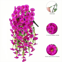NKEN 4 PCS 75cm Artificial Hanging Morning Glory Set (Multi-Color: Purple/Pink/Blue/White) - Uv Resistant Realistic FauxFlowers With Eucalyptus Leaves For Weddings, Home, Office, Garden & Party Decor