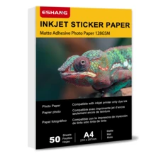 50/100 张不干胶打印贴纸，光面/哑光 - A4 / 4*6 英寸，135Gsm 36lb 自粘相纸，兼容喷墨打印