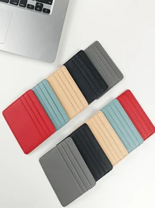 1 szt. Wielofunkcyjny uchwyt na karty, duża pojemność przegródek na karty, kompaktowe skórzane etui na karty z poliuretanu, może pomieścić karty bankowe, karty tranzytowe, karty członkowskie, wizytówki, monety itp. Formalne/biznesowe pomysły na Walentynki