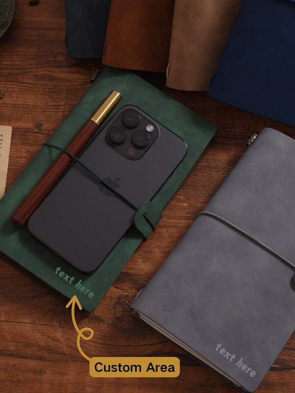 1pc Personalized Vintage Leather Notebook, With Elastic Band, Customized Engraved Name, Inner Pocket/Lined Pages, Portable Travel A6 Journal, Soft PU Cover, Work Meeting Notes, Suitable For Graduation, Birthday, Study, Office, Daily Recording, Gift For Teachers, Classmates, Bosses, Colleagues, Friends, Lovers, Family