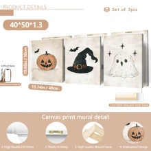 3 قطع/مجموعة لوحات جدارية لعيد الهالوين، طباعات موسمية خريفية مصورة بطريقة قديمة، ديكور غرفة الأطفال والفصول الدراسية لعيد الهالوين، طباعات اليقطين والشبح والقبعة السحرية والخفافيش، ديكور غرفة اللعب وغرفة الأطفال، لون بيج، ديكور عيد الهالوين | ملصق عيد الهالوين | مؤطر أو غير مؤطر، ديكور الغرفة، ديكور المنزل، ديكور شقة الطالب الجامعي، هدايا لديكور الجدران في الفندق والمنزل وغرفة المعيشة والنوم والحمام والمكتب
