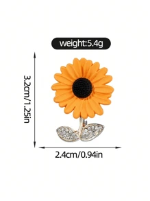 1 pièce Broche tournesol de mode haut de gamme, grande épingle en métal élégante, accessoire pour veste, décoration, accessoires de bureau, chemises, bijoux pour Noël et Halloween