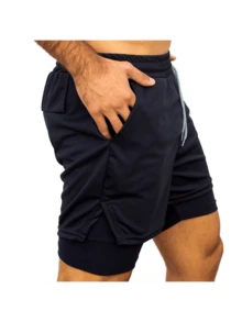 Majin Boo DBZ Anime 2 In 1 Men's Compression Shorts For Gym Drift - 黑色 - 查看 5