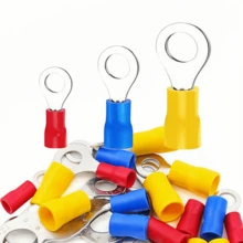 TEMINUO 80pcs Ring Terminals Insulated O Ring Crimp Connectors - M4 M6 M8 22-16/16-14/12-11AWG Gauge Electrical Crimp Terminal Pvc Eyelet Wire Connector Assortment Kit For Boat Truck Stereo Car Red Blue Yellow Set - Multicolor - View 3