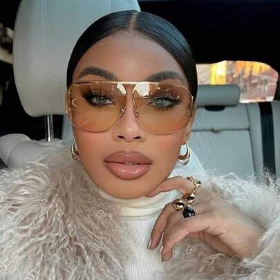 1 件复古飞行员风格女士时尚眼镜，个性化眼镜，适合夏季度假旅行海滩飞行员形状太阳镜