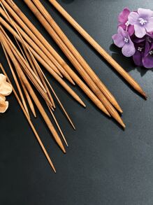 9pcs/Set, 2pcs/Pack - Bamboo Knitting Needle Set, Suitable For Beginners And Adults, 13.78 Inch Single Pointed Needles, 2-10mm Straight Knitting Needles, Wooden Needle Set, Great For Sweaters, Socks, Shawls, Scarves - Brown - View 2