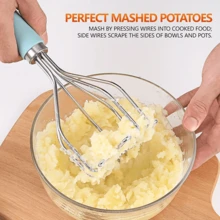 Potato Masher,Stainless Steel Potato Masher With Non-Slip Handle,Manual Vegetable Crusher,Fruit Masher,Potato Ricer,Vegetable Press,Kitchen Gadgets - Multicolor - View 2