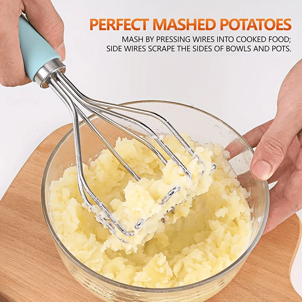 Potato Masher,Stainless Steel Potato Masher With Non-Slip Handle,Manual Vegetable Crusher,Fruit Masher,Potato Ricer,Vegetable Press,Kitchen Gadgets