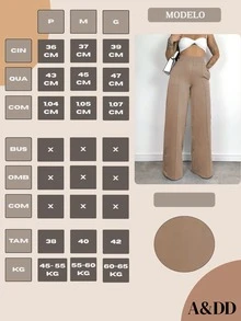Women's Skinny Pants, High Waist, Wide Leg, Sophisticated, Blogger, Elegant - 鏽棕色 - 查看 9