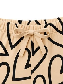 Women's Long Winter Warm Pajama Set With Heart Print - Multicolor - View 2