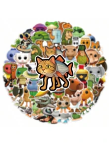 55张抽象动物贴纸 Tung Tung Sahur 意大利 Brainrot 动物卡通贴花 DIY 行李箱手机杯子吉他礼物 - 彩色 - 查看 2