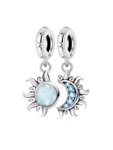 1 buc la modă 925 Sterling Silver Sun, Moon și Stele pandantiv cu două capete pentru brățări de femei brățări brățări DIY bijuterii confecționare și ținută zilnică asortată bijuterii decorare pentru fete înapoi la școală