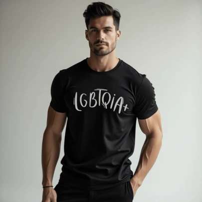 Camiseta Masculina Orgulho LGBT Parada Tshirt 100% Algodão Camisa Estampa Estilosa