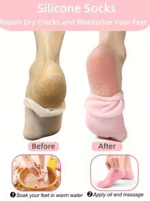 زوج من الجوارب السيليكونية المرطبة لتقديم العناية للقدمين الجافة والمتشققة، جوارب تدليك ورطوبة جل، أداة فرد الأقدام، هدية
