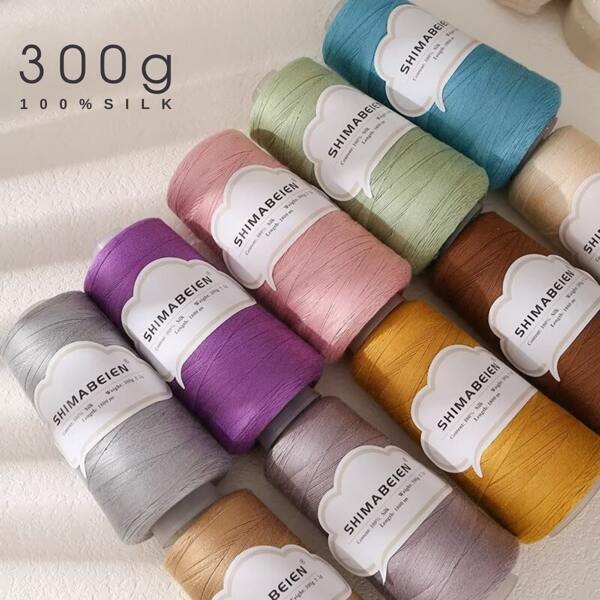 300g/1968 yardas Hilo de seda 100% para tejer y ganchillo - Hilo de seda fino y suave, transpirable y duradero, en múltiples colores para suéteres, bufandas, sombreros, suministros de manualidades, material de artesanía elegante y artesanía hecha a mano