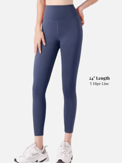 Mallas ajustadas de cintura alta de unicolor minimalista para mujer, uso diario casual