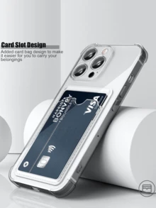 2 件透明卡片保护套适用于 Galaxy Mi Redmi Honor Oppo Vivo，超薄保护软 TPU 减震钱包式保护套带卡夹防水防摔防刮