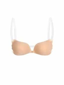 Adhesive Invisible Bra For Women Sticky Silicone Push Up Bra With Transparent Straps - Multicolor - View 8